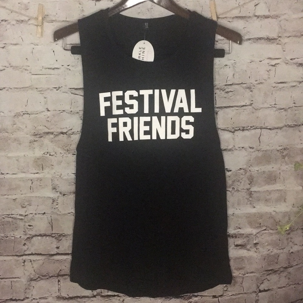 Private party black Festival friends tank top. Soft material New!
